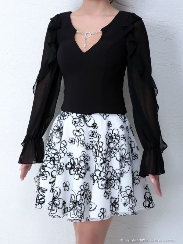 画像5: 【an】シフォンスリーブ/チャーム/セットアップ/ミニドレス /キャバドレス[OF05]