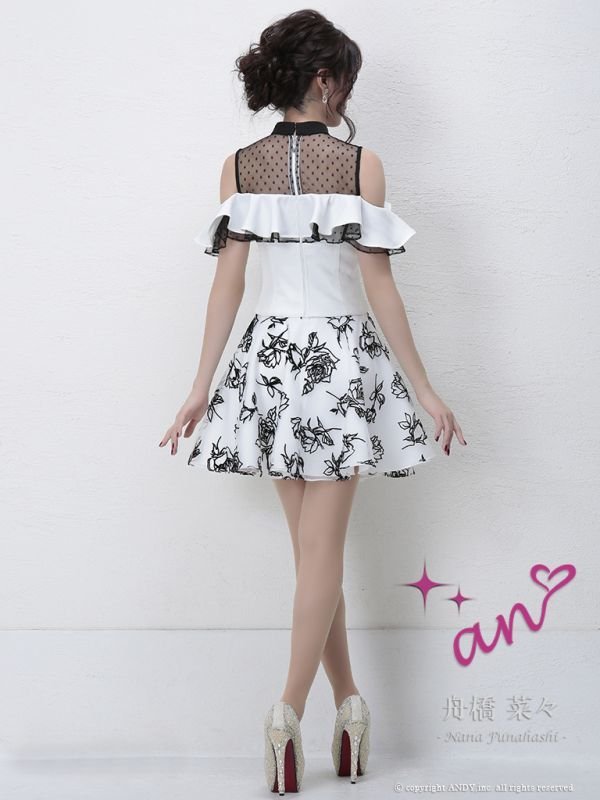 画像4: 【an】ドットチュール/フラワースカート/セットアップ/キャバドレス[OF05]