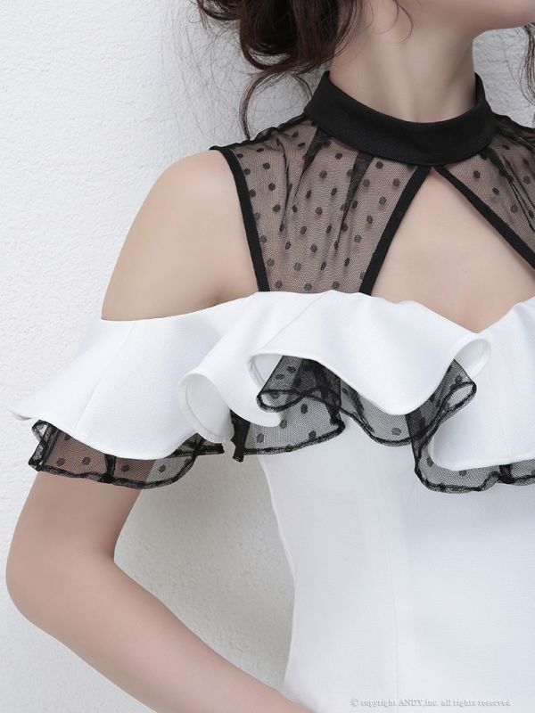 画像6: 【an】ドットチュール/フラワースカート/セットアップ/キャバドレス[OF05]