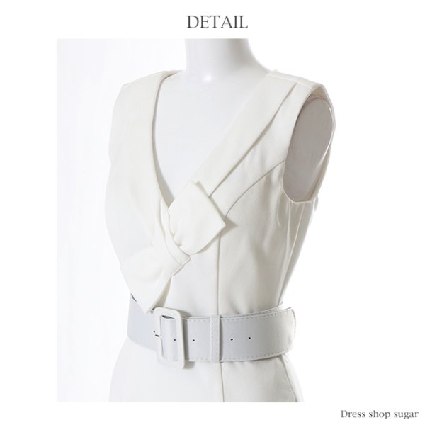 画像11: 【an】バストリボン/V字ネック/ベルト付き/キャバドレス ホワイト[OF05]