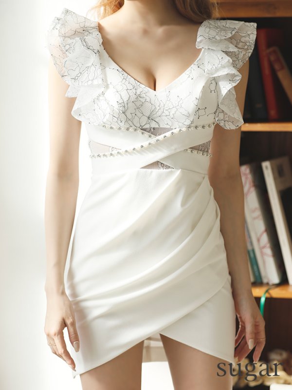 画像8: 【Jessica/ジェシカ】フリルデザイン/タック/レース/ミニドレス /キャバドレス【HC03】