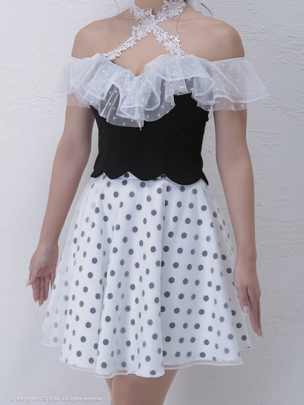 画像5: 【an】オフショル/ドット/クロスデザイン/セットアップ/キャバドレス[OF05]