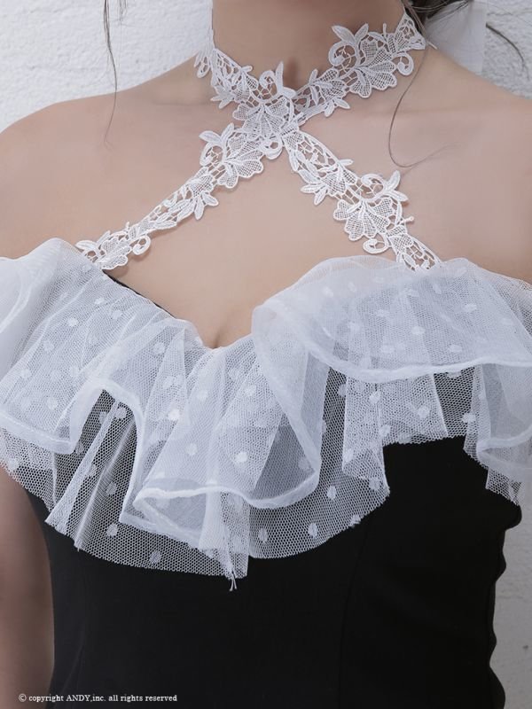 画像6: 【an】オフショル/ドット/クロスデザイン/セットアップ/キャバドレス[OF05]