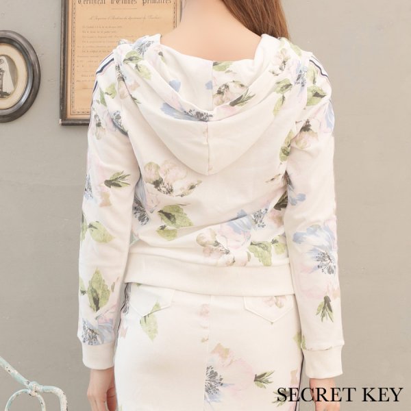 画像5: 【ルームウェア】サイドライン×フラワージャージ/スウェット/部屋着/パジャマ/  ロングスカート / セットアップルームウェア[HC02]