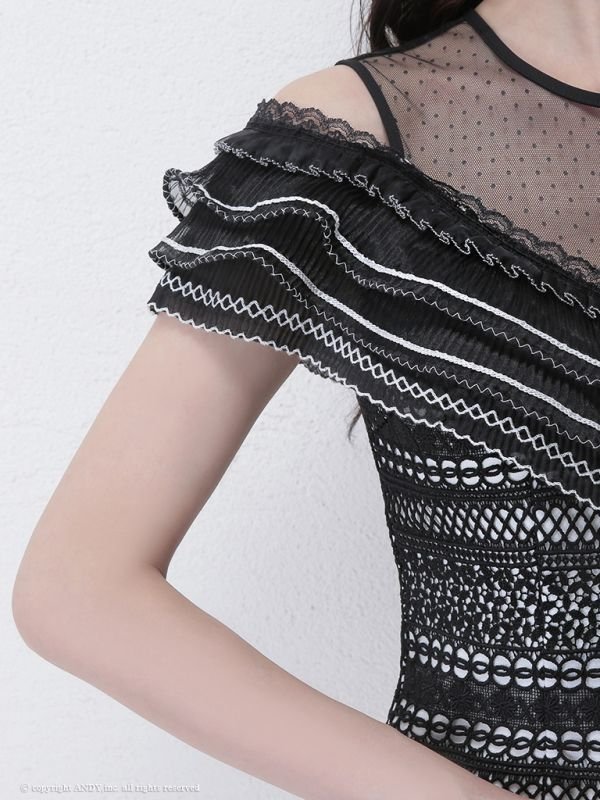 画像6: 【an】ケミカルレース/ドットチュール/フレア/セットアップ/キャバドレス[OF05]