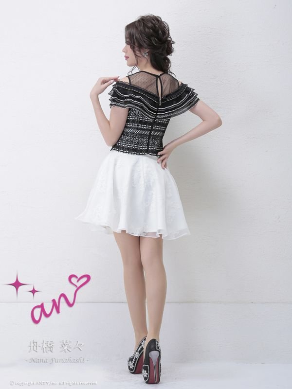 画像4: 【an】ケミカルレース/ドットチュール/フレア/セットアップ/キャバドレス[OF05]
