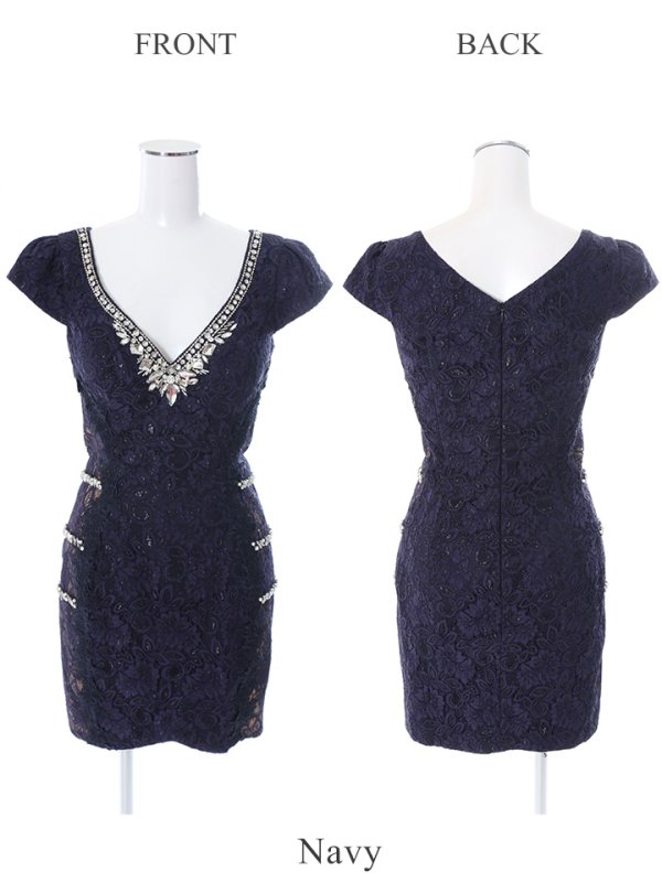 画像8: XSサイズあり【Glossy/グロッシー】ボウタイチョーカー付き/ シンプル/ バストジップ/ キャミ/ ミニドレス/ キャバドレス[OF08]