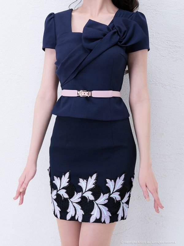 画像5: 【an/アン】リボンモチーフ/ボタニカル刺繍/ベルト/セットアップ/キャバドレス[OF05]