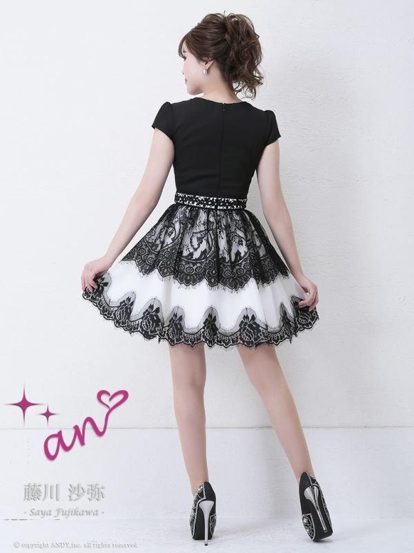 画像11: 【an/アン】レース/ カットアウト/ ブローチ/ フレア/ キャバドレス[OF05]