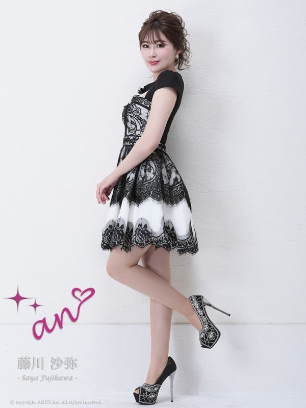 画像10: 【an/アン】レース/ カットアウト/ ブローチ/ フレア/ キャバドレス[OF05]