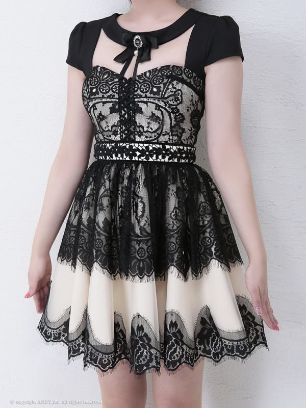 画像5: 【an/アン】レース/ カットアウト/ ブローチ/ フレア/ キャバドレス[OF05]