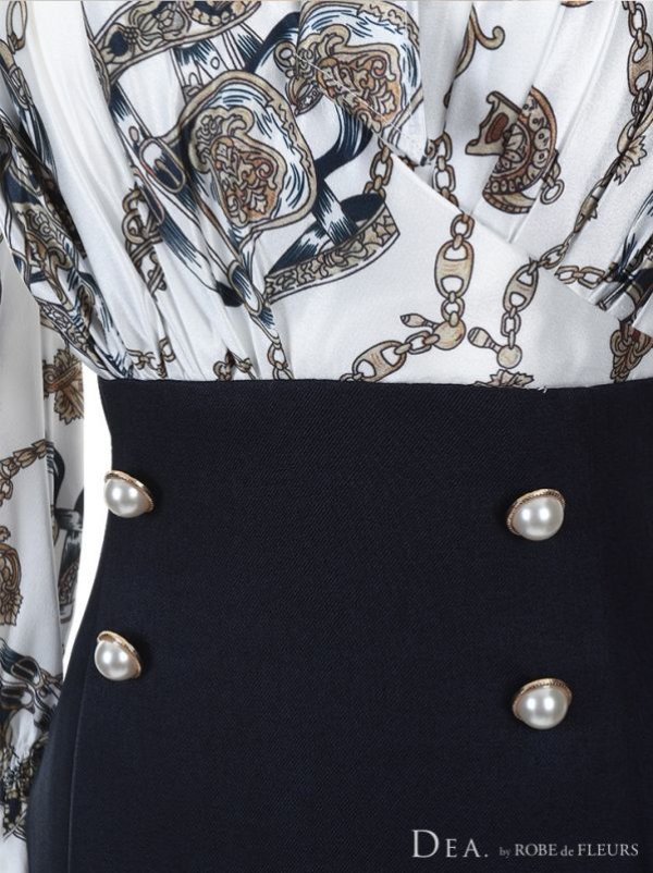 画像8: 訳あり商品☆ボタン取れ☆【DEA./ディア】スカーフモチーフ/ ロングスリーブ/ 異素材切り替え/ タイトミニ/ミニドレス /キャバドレス[OF2]