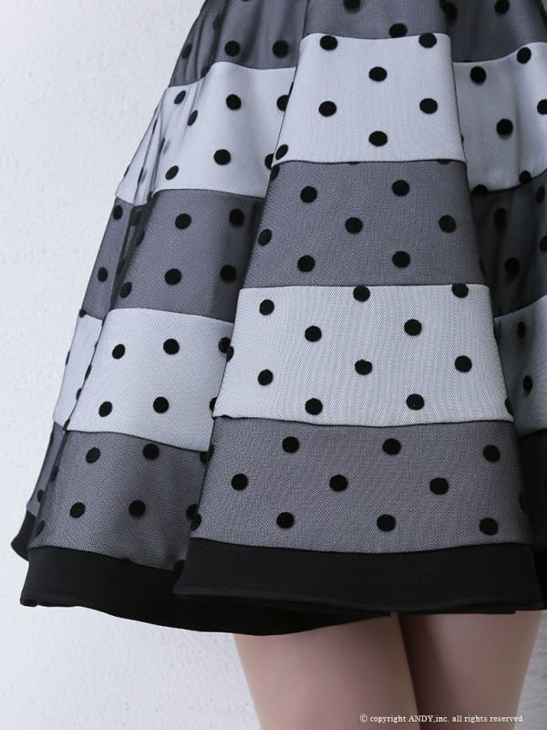 画像8: 【an D-SELECTION 01 COLLECTION 06】ドット柄/ レース/ リボンブローチ/ フレア/ キャバドレス[OF05]