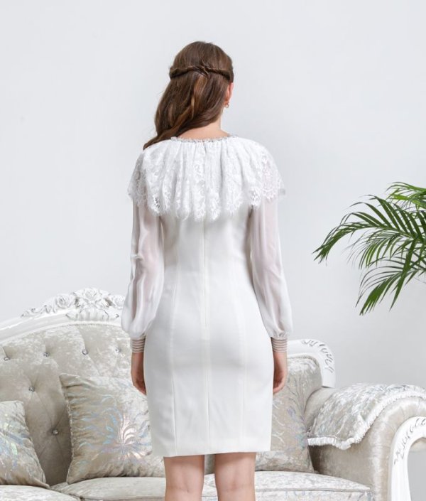 画像6: 【ERUKEI エルケイ】ショルダーレース/首元ビジュー/ミニドレス /キャバドレス[OF2]