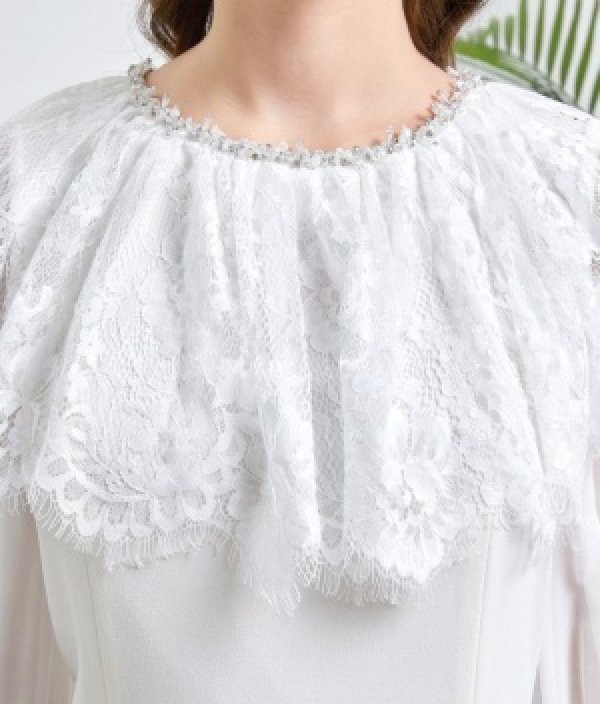 画像12: 【ERUKEI エルケイ】ショルダーレース/首元ビジュー/ミニドレス /キャバドレス[OF2]