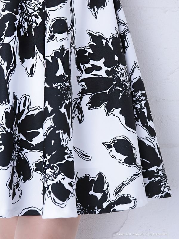 画像7: 【ANDY】フラワープリント/ オフショル/ モノトーンカラー/ フレアミニ/ キャバドレス[OF05]