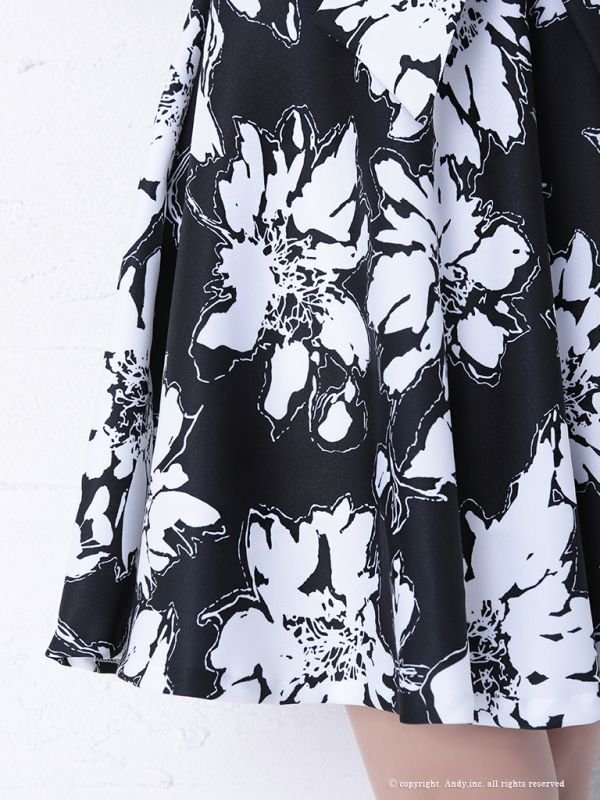 画像14: 【ANDY】フラワープリント/ オフショル/ モノトーンカラー/ フレアミニ/ キャバドレス[OF05]