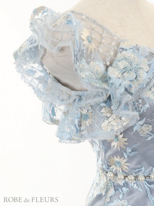 画像6: 即日発送!! XSサイズあり【ROBE de FLEURS/ローブドフルール】スパンコール刺繍/ レース/ フリルスリーブ/ タイトミニ/ キャバドレス[OF08]