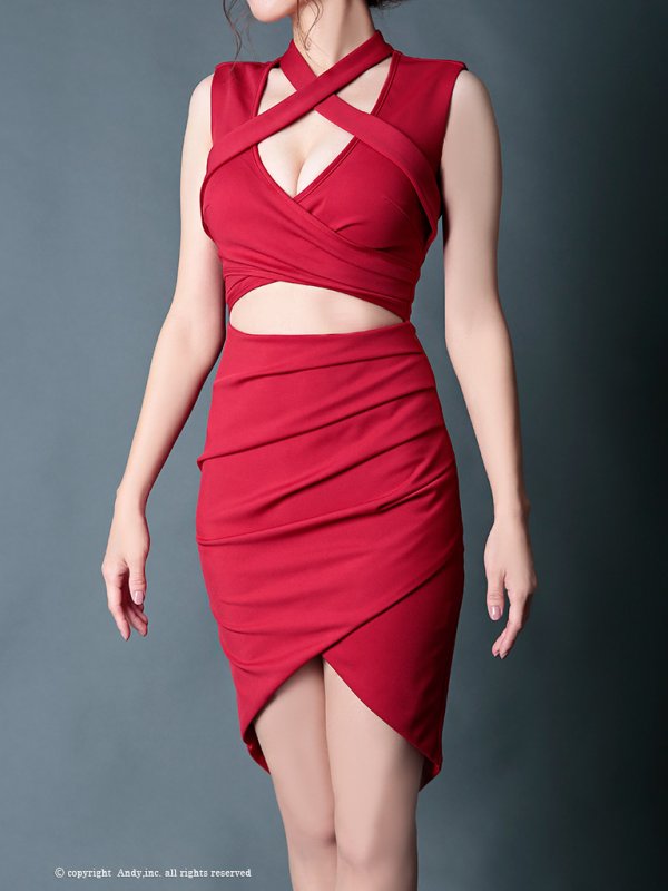 画像13: 【Miyu × GLAMOROUS by Andy COLLECTION 2】クロスデザイン /カットアウト /変形スカート /ミニドレス /キャバドレス[OF05]