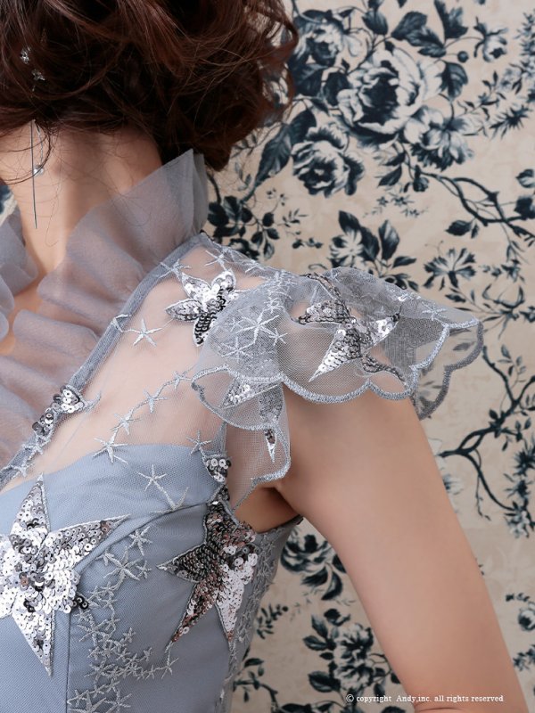 画像7: 【ANDY】フリルネック/ リボンブローチ/ スパンコール刺繍/ タイトミニ/ ミニドレス/ キャバドレス[OF05]