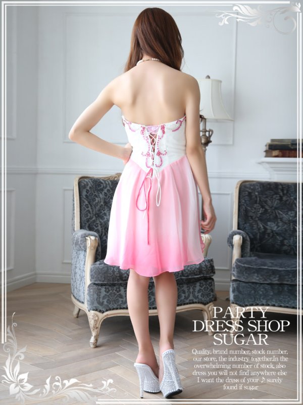 画像5: 【SALE】高品質☆高級ライン☆胸元をデコラティブに煌めくビジューが美しい♪ベアミニキャバドレス[HC02][HC03]