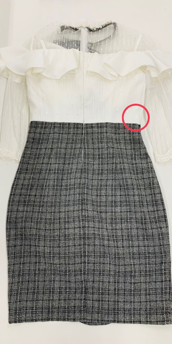 画像9: 訳あり商品☆刺繍ほつれ☆【ROBE de FLEURS/ローブドフルール】 リボンネック/ オフショルダー/ 切替/ レーススリーブ/ タイト/ キャバドレス[OF2]