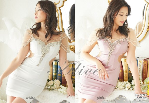 画像9: XLサイズあり【Alice/アリス】ワンカラー/ シアー/ タイト/ ミニドレス/ キャバドレス【HC03】