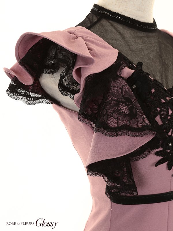 画像8: XSサイズあり【Glossy/グロッシー】長袖/ レース/ ラップ/ ビーズ/ チュール/ セットアップ/ タイト/ ミニドレス/ キャバドレス[OF08]