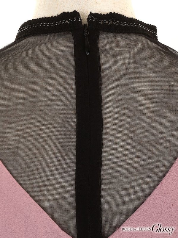 画像9: XSサイズあり【Glossy/グロッシー】長袖/ レース/ ラップ/ ビーズ/ チュール/ セットアップ/ タイト/ ミニドレス/ キャバドレス[OF08]