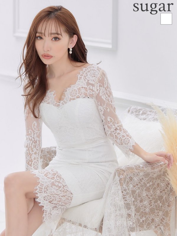 画像15: Lサイズあり!!【JEAN MACLEAN/ジャンマクレーン】レース/ バックシャン/長袖/ 7分袖/ タイト/ 膝丈/ミディアム/ ミニドレス/ キャバドレス【HC02】