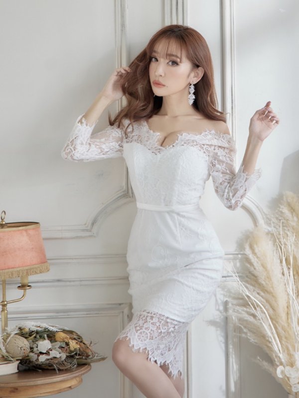 画像10: Lサイズあり!!【JEAN MACLEAN/ジャンマクレーン】レース/ バックシャン/長袖/ 7分袖/ タイト/ 膝丈/ミディアム/ ミニドレス/ キャバドレス【HC02】