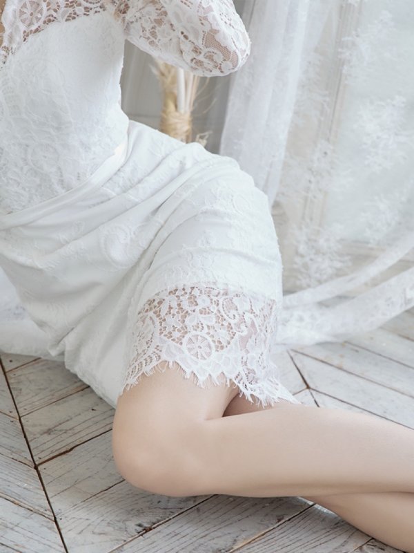 画像13: Lサイズあり!!【JEAN MACLEAN/ジャンマクレーン】レース/ バックシャン/長袖/ 7分袖/ タイト/ 膝丈/ミディアム/ ミニドレス/ キャバドレス【HC02】