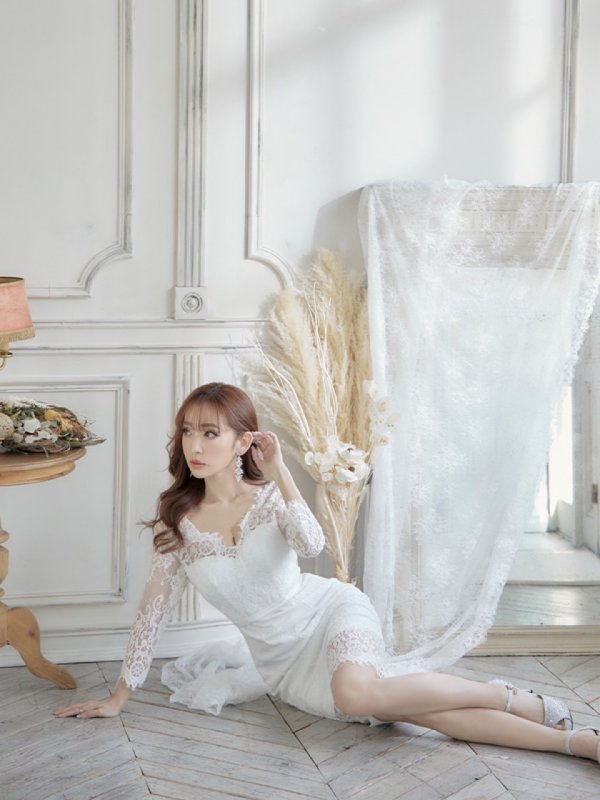 画像12: Lサイズあり!!【JEAN MACLEAN/ジャンマクレーン】レース/ バックシャン/長袖/ 7分袖/ タイト/ 膝丈/ミディアム/ ミニドレス/ キャバドレス【HC02】