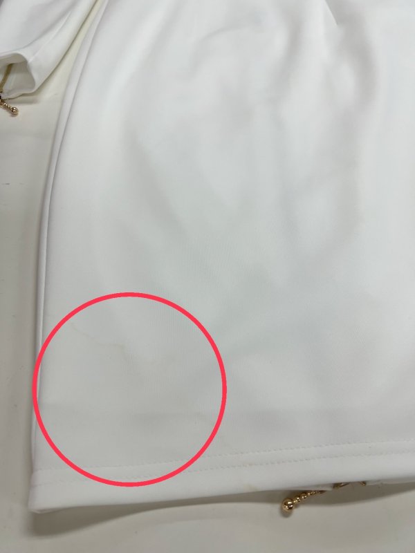 画像9: 訳アリ商品☆裾部分シミのような汚れあり☆ XSサイズあり【Veautt/ヴュート】【OF05】バストビジュー/ バックオープンファスナー/ ジップ/ 長袖/ 袖あり/ スリット/ ひざ丈/ タイト/ ミディアムドレス/ キャバドレス