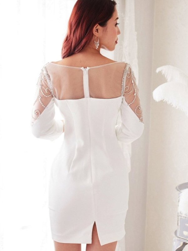 画像15: 【Alice/アリス】 シアーレース/ Vネック/ ワンカラー/ 七分袖/ 袖あり/ タイト/ キャバドレス【HC03】