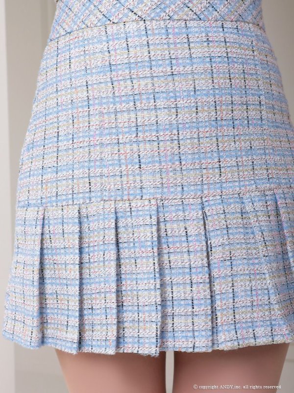 画像7: 【訳あり商品】※左袖に破れあり※sugarオリジナルカラー☆XSサイズあり【an/アン】ミックスツイード/ ボタンデザイン/ 半袖/ 袖あり/ セットアップ/ プリーツ/ ミニドレス/ キャバドレス[OF05]