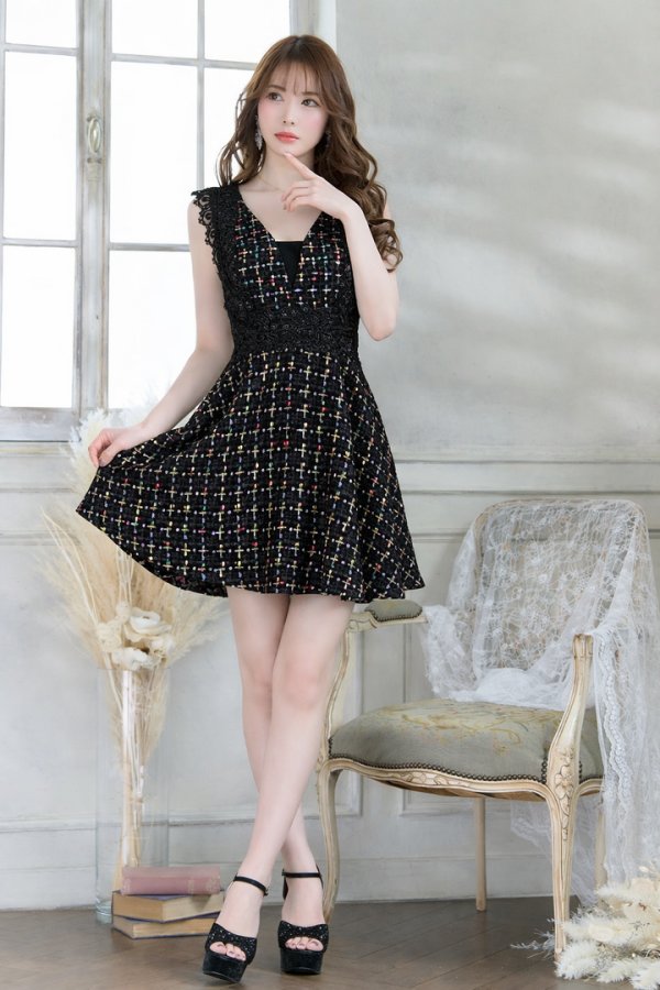画像3: 【Donia Quinn / ドニアクイーン】 レース/ ツイード/ Aライン/ ワンピース/ ミニドレス/ キャバドレス[OF05]