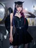 画像1: 訳あり商品☆腕チェーンなし☆【ハロウィン】レースアップデビルガールフレアスカートコスプレ【コスプレ7点SET】【XS-Lサイズ】[OF03]ゆりにゃ着用 (1)