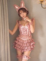 訳あり商品☆ニーハイなし☆【ハロウィン】ティアードフリルバニーガールセットアップコスプレ【コスプレ6点SET】【XS-Mサイズ】[OF03]