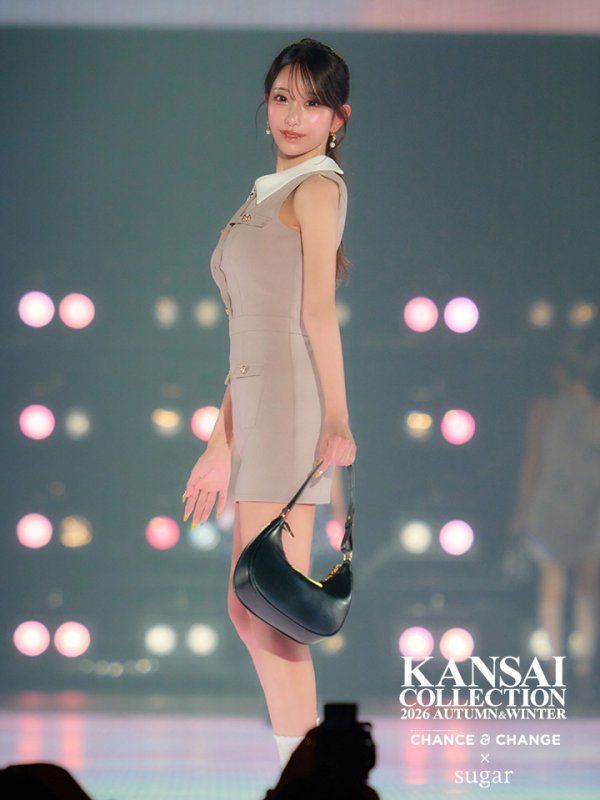 画像2: 【りな/関西コレクション着用】XSサイズあり【Glossy/グロッシー】2way/ 襟取り外し可/ ツイル/ 金ボタン/ ウエストマーク/ ベルトデザイン/ タイト/ ミニドレス/ キャバドレス[OF08]