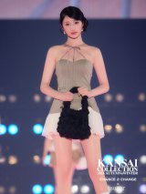 【夜神すず/関西コレクション着用】XSサイズあり【ROBE de FLEURS/ローブドフルール】バイカラー/ リボン/ ニット/ チュール/ フレア/ ミニドレス/ キャバドレス[OF08]