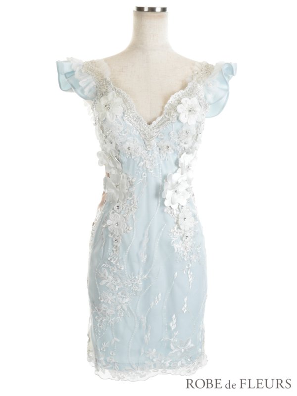 画像9: 【ROBE de FLEURS/ローブドフルール】サイドレース切替/ フラワー刺繍レース/ タイトミニ/ ミニドレス/ キャバドレス[OF08]