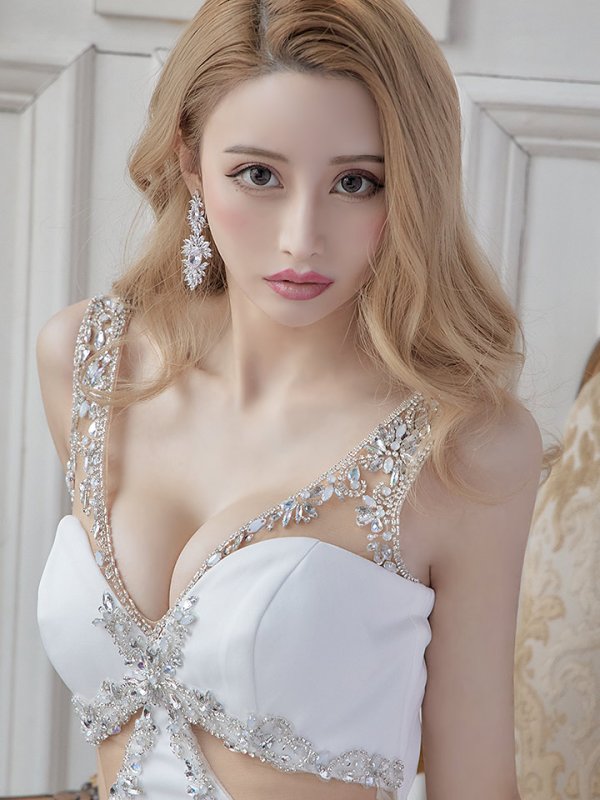 画像4: XSサイズあり【IRMA/イルマ】ビジューデザイン/ サイドシアー/ ワンカラー/ ストレッチ/ タイト/ ミニドレス/ キャバドレス【HC02】