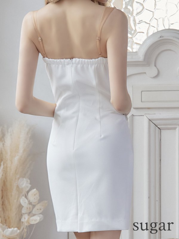 画像9: XSサイズあり【IRMA/イルマ】ビジューデザイン/ サイドシアー/ ワンカラー/ ストレッチ/ タイト/ ミニドレス/ キャバドレス【HC02】