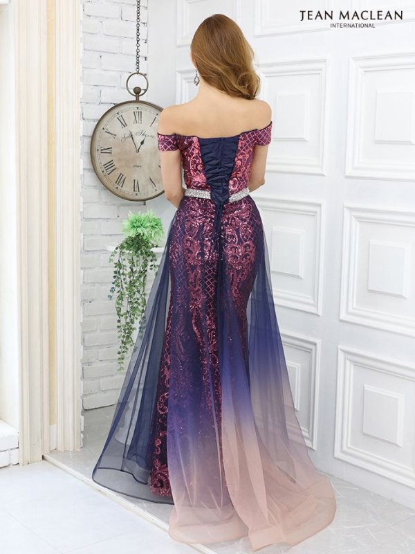 画像15: Lサイズあり【JEAN MACLEAN/ジャンマクレーン】オフショル/ ラメ/ スパンコールレース/ プリンセス/ チュール/ ロング/ キャバドレス long[OF2A]