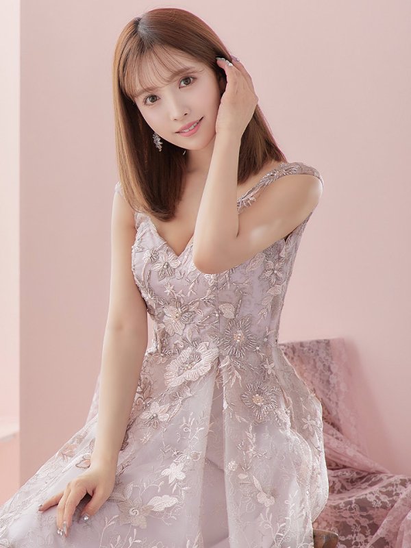 画像5: Lサイズあり【JEAN MACLEAN/ジャンマクレーン】フラワー刺繍レース/ Aライン/ フレア/ ロング/ キャバドレス long[OF2A]