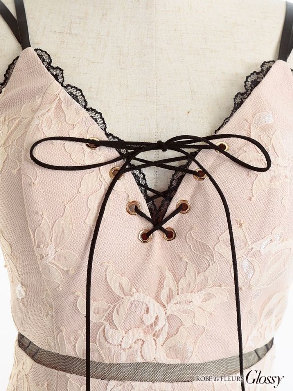 画像7: 【Glossy/グロッシー】片サイドチュール切替/ 総レース/ キャミソール/ タイトミニ/ ミニドレス/ キャバドレス【OF08】