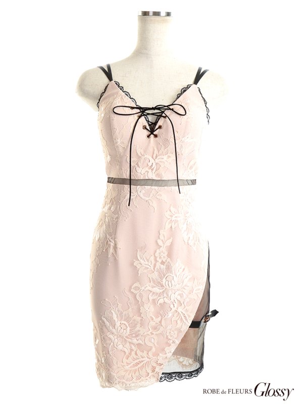 画像9: 【Glossy/グロッシー】片サイドチュール切替/ 総レース/ キャミソール/ タイトミニ/ ミニドレス/ キャバドレス【OF08】