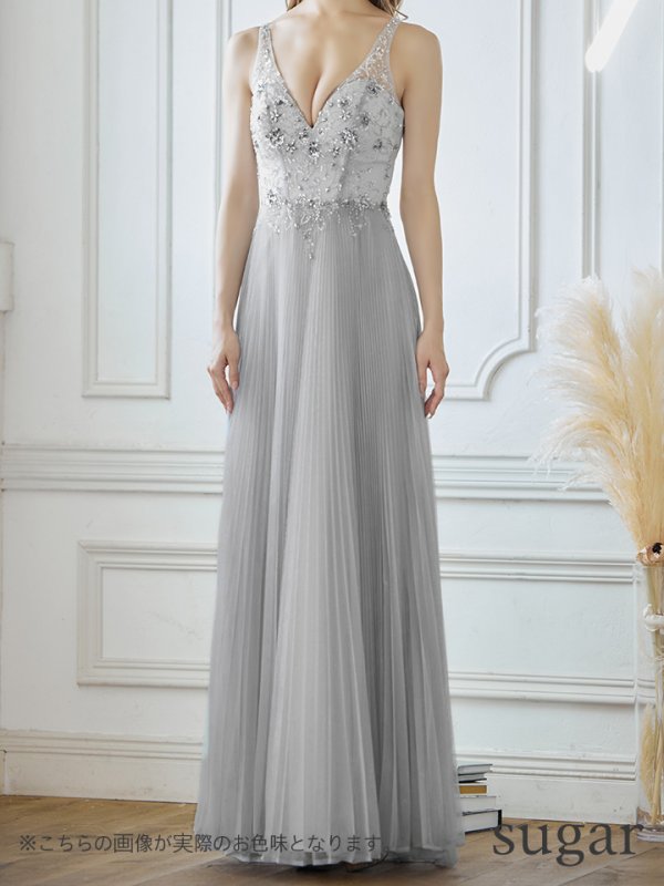 画像6: 【JEAN MACLEAN/ジャンマクレーン】プリーツ/ Aライン/ フレア/ ビジュー/ ノースリーブ/ ロング/ キャバドレス long[OF2A]