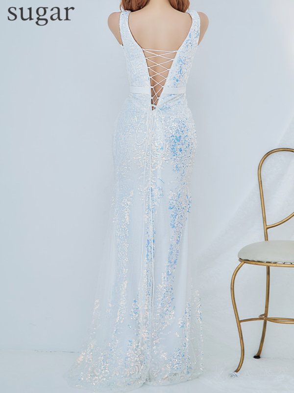 画像9: Lサイズあり【JEAN MACLEAN/ジャンマクレーン】マーメイド/ スパンコール刺繍/ スピンドル/ ノースリーブ/ ロングドレス /キャバドレスlong[OF2A]